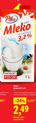 Mleko UHT Pilos 3,2% promocja w Lidl