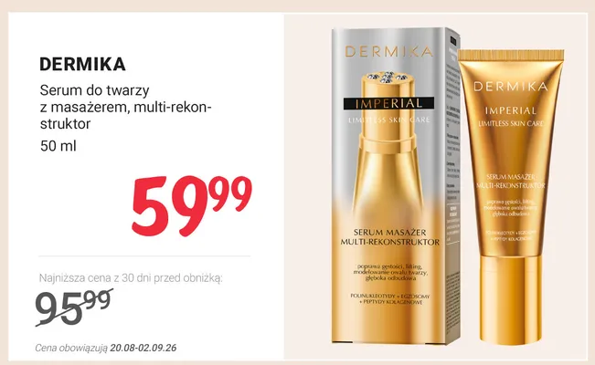 Serum do twarzy z masażerem multi-rekonstruktor Dermika Imperial promocja w Rossmann