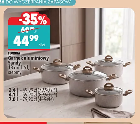 Garnek aluminiowy Sandy 4,1 l Florina promocja w Biedronka
