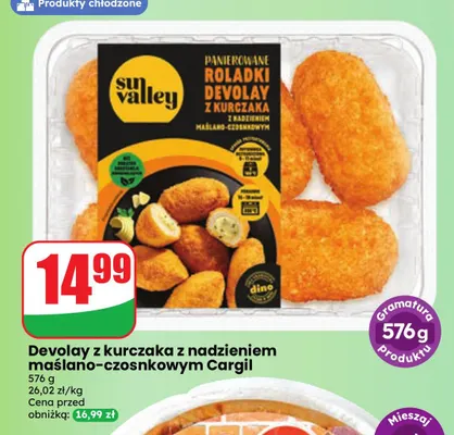 Devolay z kurczaka z nadzieniem maślano-czosnkowym Cargil promocja w Dino