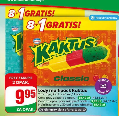 Lody multipack Kaktus Classic promocja w Dino