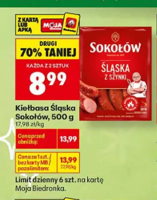 Kiełbasa Śląska z szynki Sokołów promocja w Biedronka