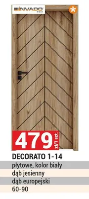 Drzwi Decorato 1-14 płytowe, kolor biały dąb jesienny promocja w Merkury Market