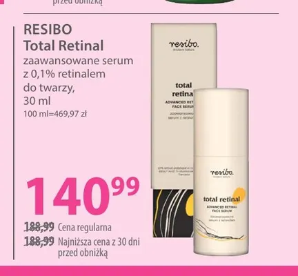 Total Retinal zaawansowane serum z 0,1% retinalem do twarzy Resibo promocja w Hebe