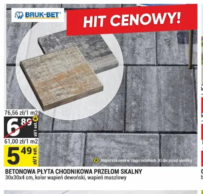 Betonowa płyta chodnikowa Przełom Skalny Bruk-Bet promocja w Merkury Market