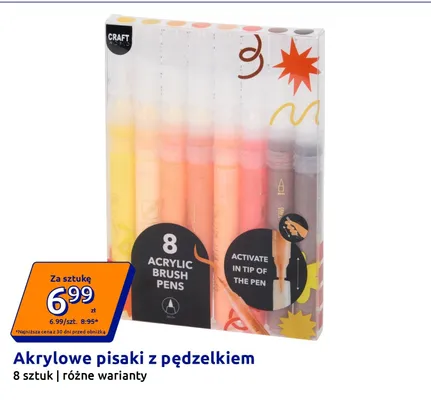 Akrylowe pisaki z pędzelkiem Craft World promocja w Action