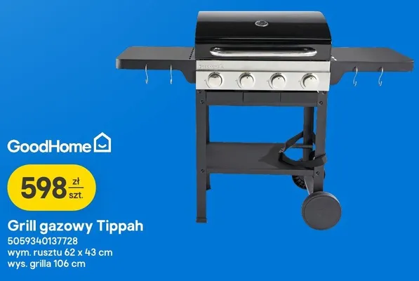 Grill gazowy GoodHome Tippah promocja w Castorama
