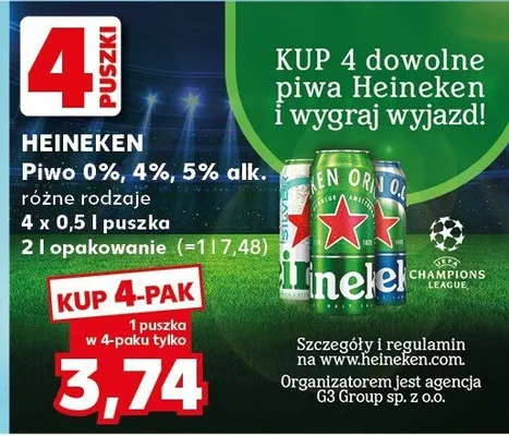 Piwo Heineken różne rodzaje promocja w Kaufland