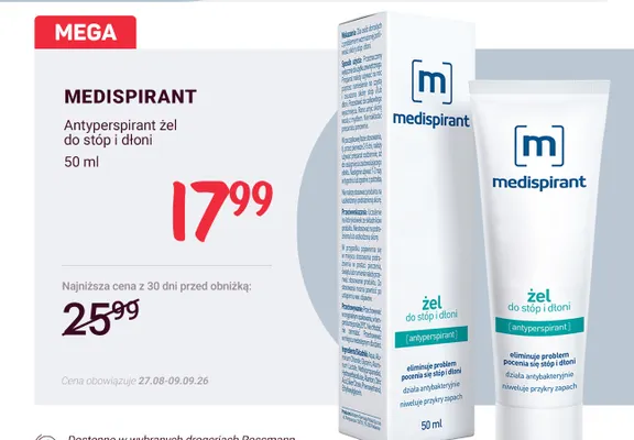 Antyperspirant żel do stóp i dłoni Medispirant promocja w Rossmann