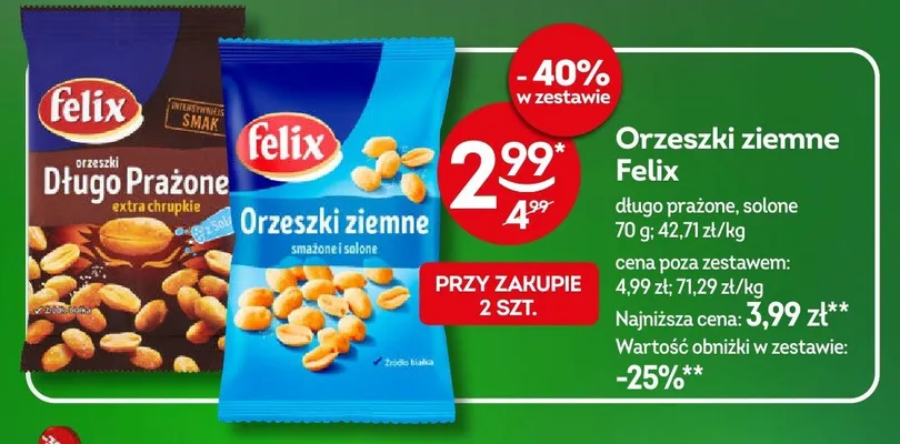 Orzeszki ziemne Felix długo prażone promocja w Żabka