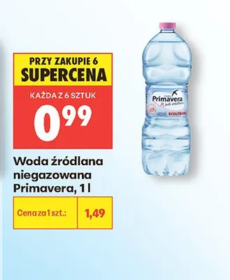 Woda źródlana niegazowana Primavera promocja w Biedronka