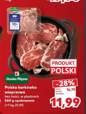 Polska karkówka wieprzowa bez kości w plastrach Stoisko Mięsne promocja w Kaufland