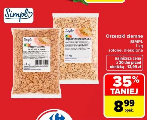 Orzeszki ziemne solone Simpl promocja w Carrefour