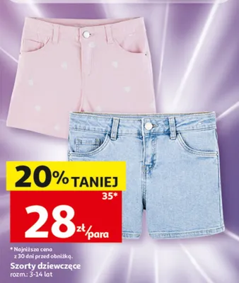 Szorty dziewczęce promocja w Auchan
