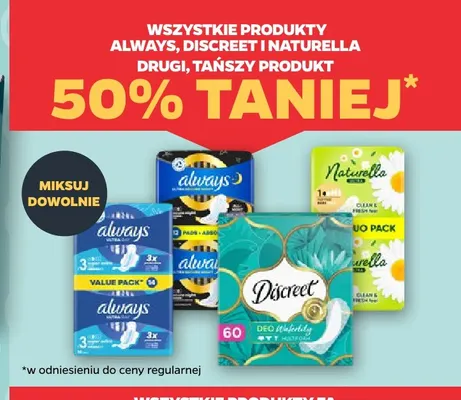 Produkty Always, Discreet i Naturella promocja w Netto