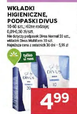 Wkładki higieniczne, podpaski Divus 10-60 szt. różne rodzaje promocja w Stokrotka