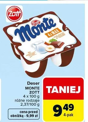 Deser monte różne rodzaje promocja w Carrefour Market