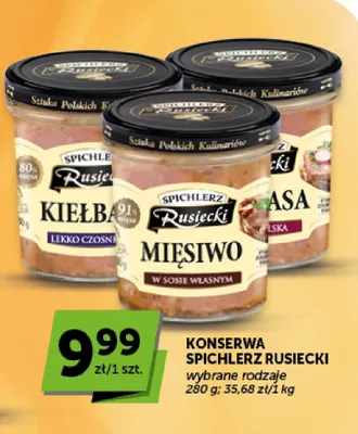 Konserwa Spichlerz Rusiecki kiełbasa lekko czosnkowa promocja w ABC
