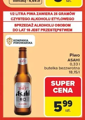 Piwo Asahi Super Dry promocja w Carrefour