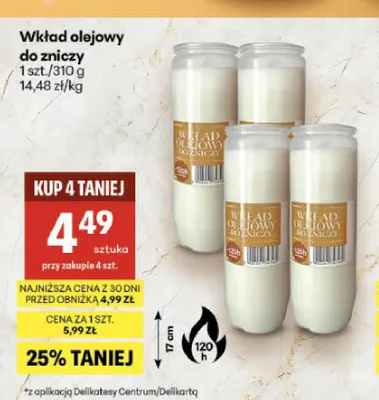 Wkład olejowy do zniczy promocja w Delikatesy Centrum