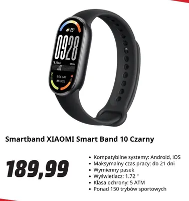 Smartband Xiaomi Smart Band 10 czarny promocja w Media Markt