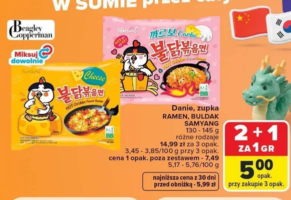 Danie zupka ramen Buldak Samyang Cheese promocja w Carrefour