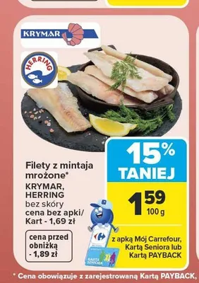 Filety z mintaja mrożone bez skóry HERRING promocja w Carrefour