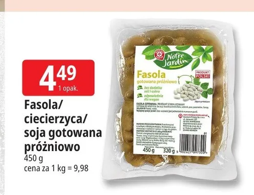 Fasola gotowana próżniowo Notre Jardin promocja w Leclerc