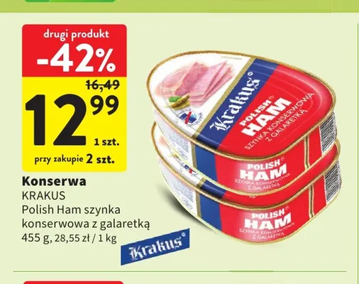 Konserwa Krakus Polish Ham szynka konserwowa z galaretką promocja w Intermarche