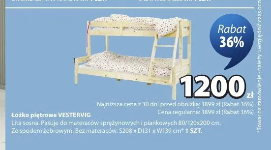 Łóżko piętrowe Vestervig promocja w Jysk