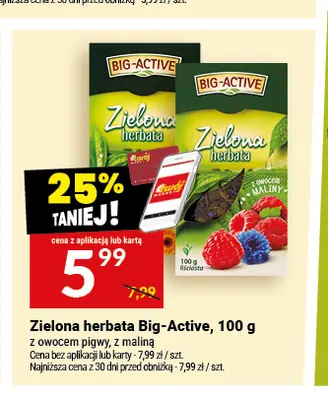 Zielona herbata Big-Active z owocem pigwy promocja w Twój Market