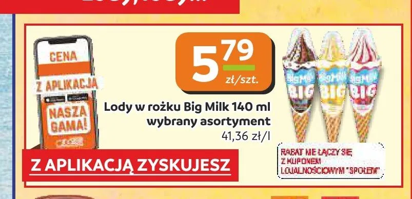 Lody w rożku Big Milk promocja w Społem Częstochowa