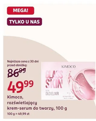 Rozświetlający krem-serum do twarzy Kimoco Glass Skin Duo Elixir promocja w Rossmann