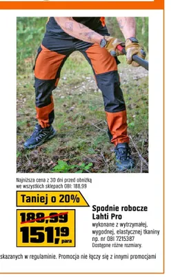 Spodnie robocze Lahti Pro promocja w OBI