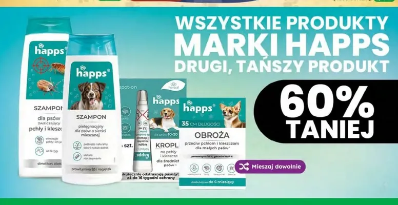 Obroża przeciw pchłom i kleszczom dla małych psów Happs promocja w Dino