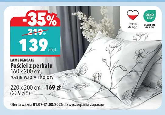 Pościel z perkalu L'ame Percale 160x200 cm promocja w Biedronka