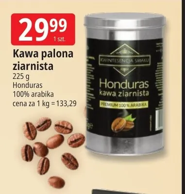 Kawa ziarnista palona Honduras 100% arabika Kwintesencja Smaku promocja w Leclerc