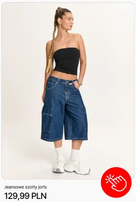 Jeansowe szorty jorts Cropp promocja w Cropp