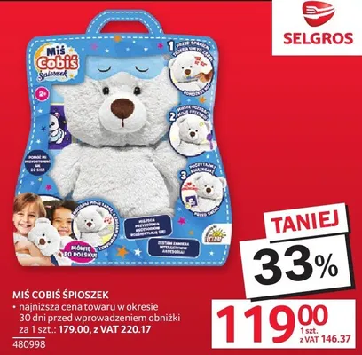 Maskotka Miś Cobiś Śpioszek promocja w Selgros
