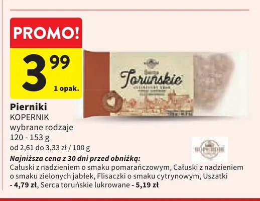 Pierniki Całuski z nadzieniem o smaku zielonych jabłek Kopernik promocja w Intermarche