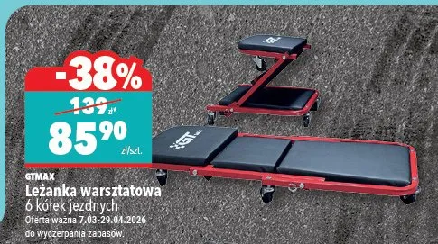 Leżanka warsztatowa 6 kółek jezdnych Gtmax promocja w Biedronka Home