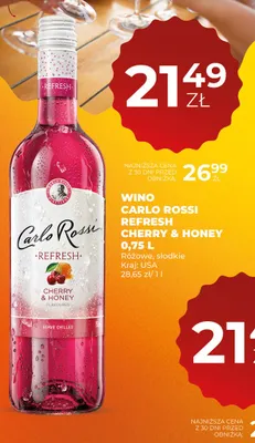Wino Carlo Rossi Refresh Cherry & Honey promocja w Duży Ben