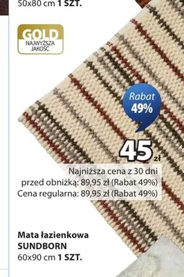 Mata łazienkowa Sundborn 60x90 cm promocja w Jysk