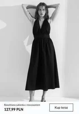 Bawełniana sukienka z mocowaniem promocja w H&M