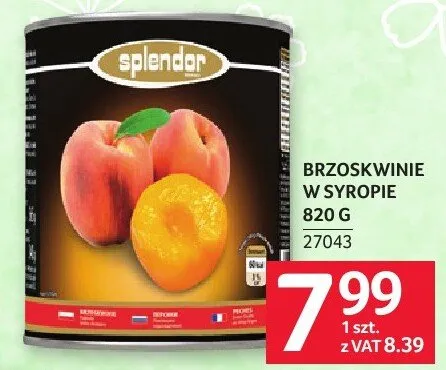 Brzoskwinie w syropie 820 g promocja w Selgros