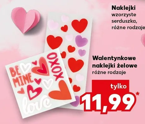 Walentynkowe naklejki żelowe promocja w Kaufland