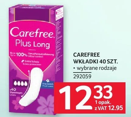 Wkładki Carefree Plus Long promocja w Selgros