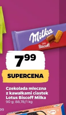 Czekolada mleczna z kawałkami ciastek Lotus Biscoff Milka promocja w Netto