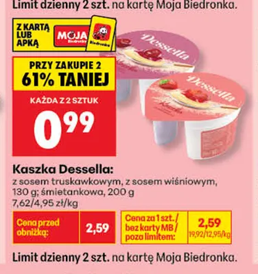 Kaszka z sosem truskawkowym Dessella promocja w Biedronka