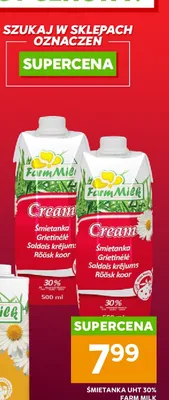 Śmietanka UHT 30% Farm Milk promocja w Stokrotka